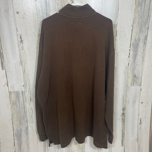 Polo Ralph Lauren Sweater Vintage Size 2XL Tall Brown Pullover Quarterzip Logo - Picture 4 of 8